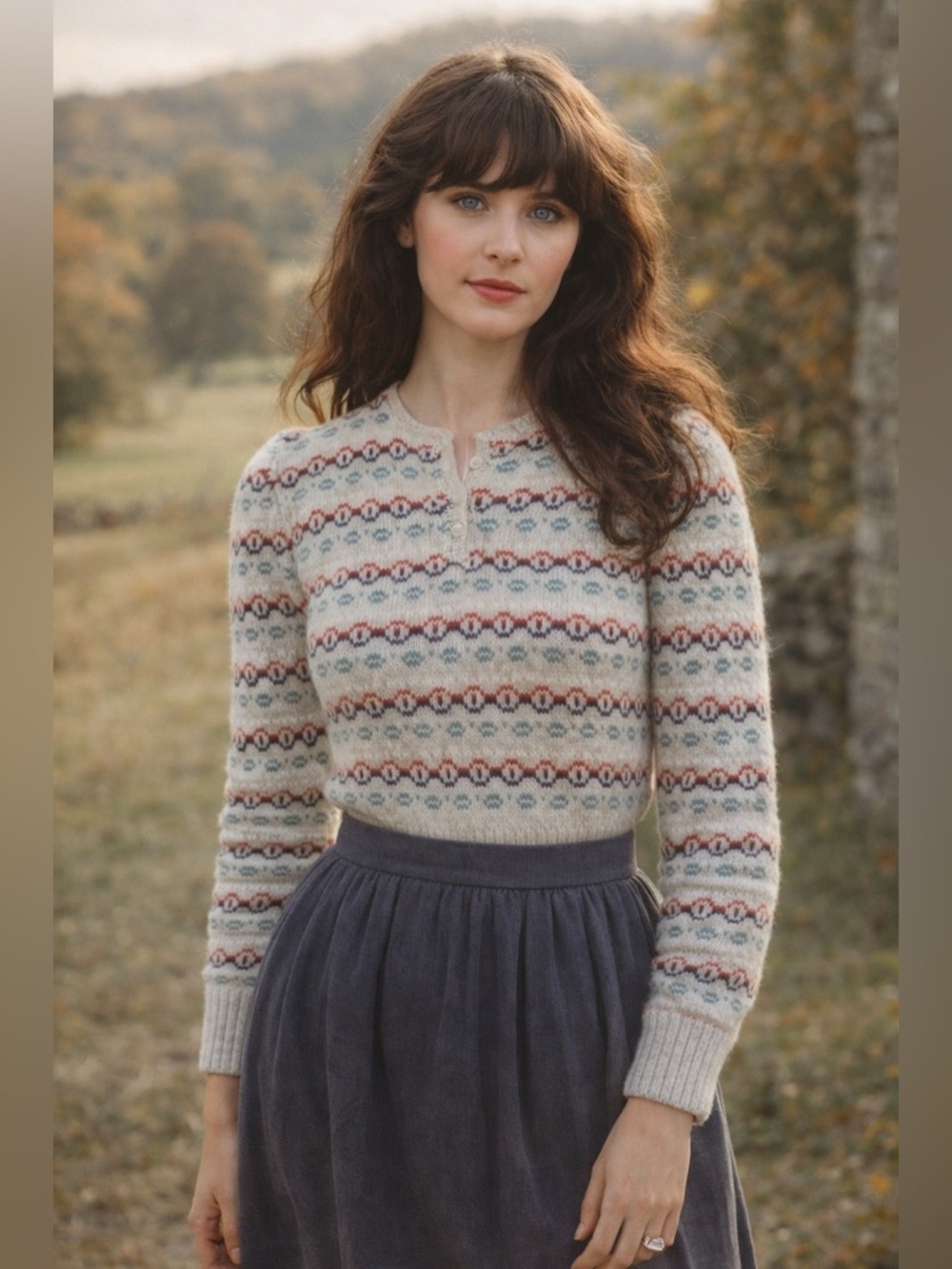 Vintage 1980s Susan Bristol Womens Sweater Sz Small Gray Shetland Wool Henley